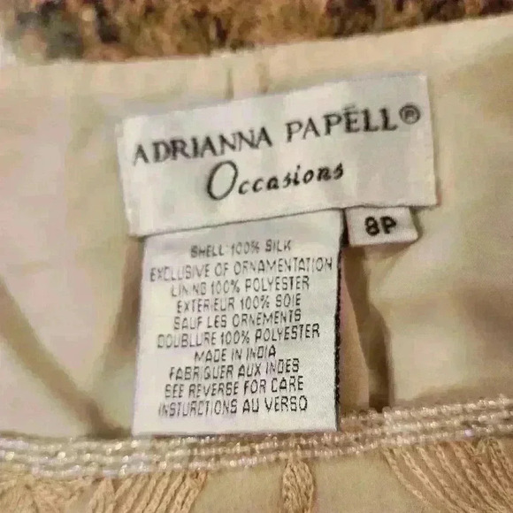 Adrianna Papell Occasions 2 Pc Set Beaded Flower Bskt skirt Beige Sz 8P $160 - Picture 16 of 16